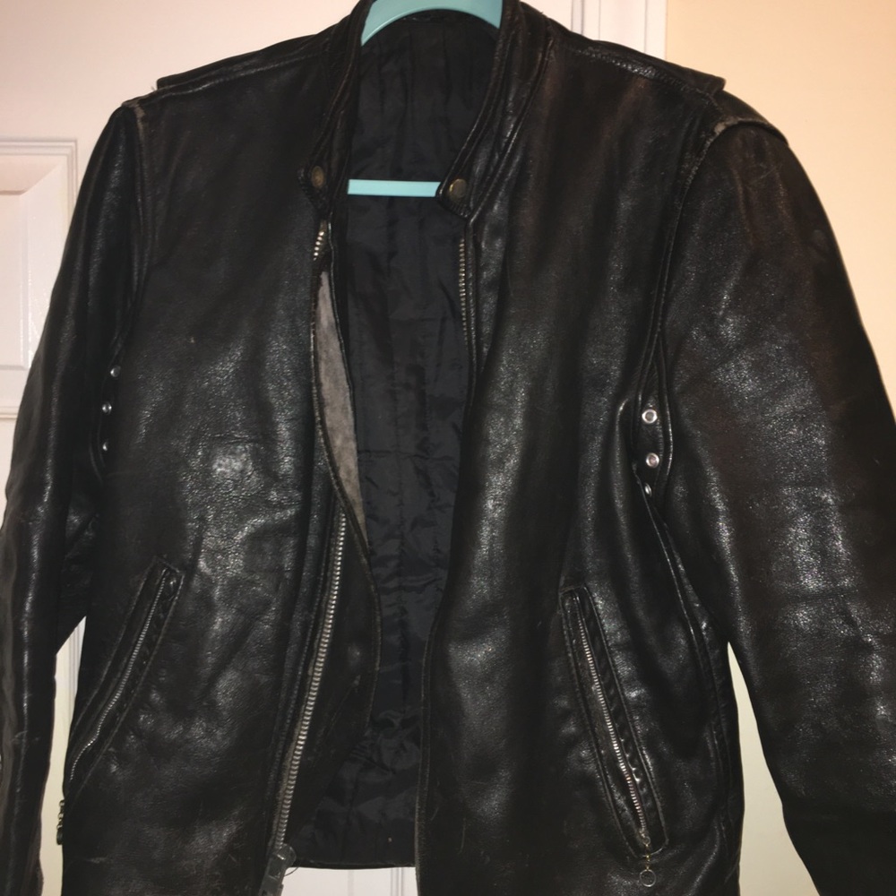 Vintage leather moto jacket